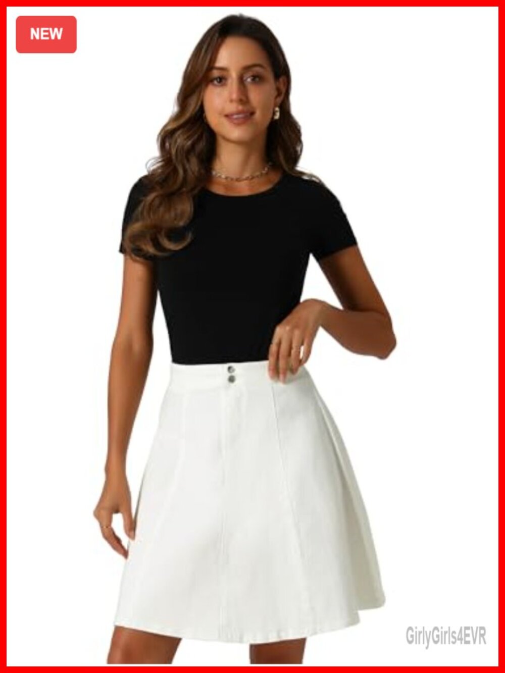 High Waist A-Line Denim Jean Skirt Pleated Flared Casual